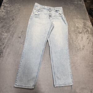 American Eagle Jeans Womens 8 Blue Mom High Rise Distressed Stretch Denim